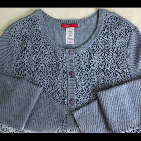 Anne Klein Sweaters - 🎉2/$15🎉Anne Klein Cardigan/CrochetedOverlay-Sz2X